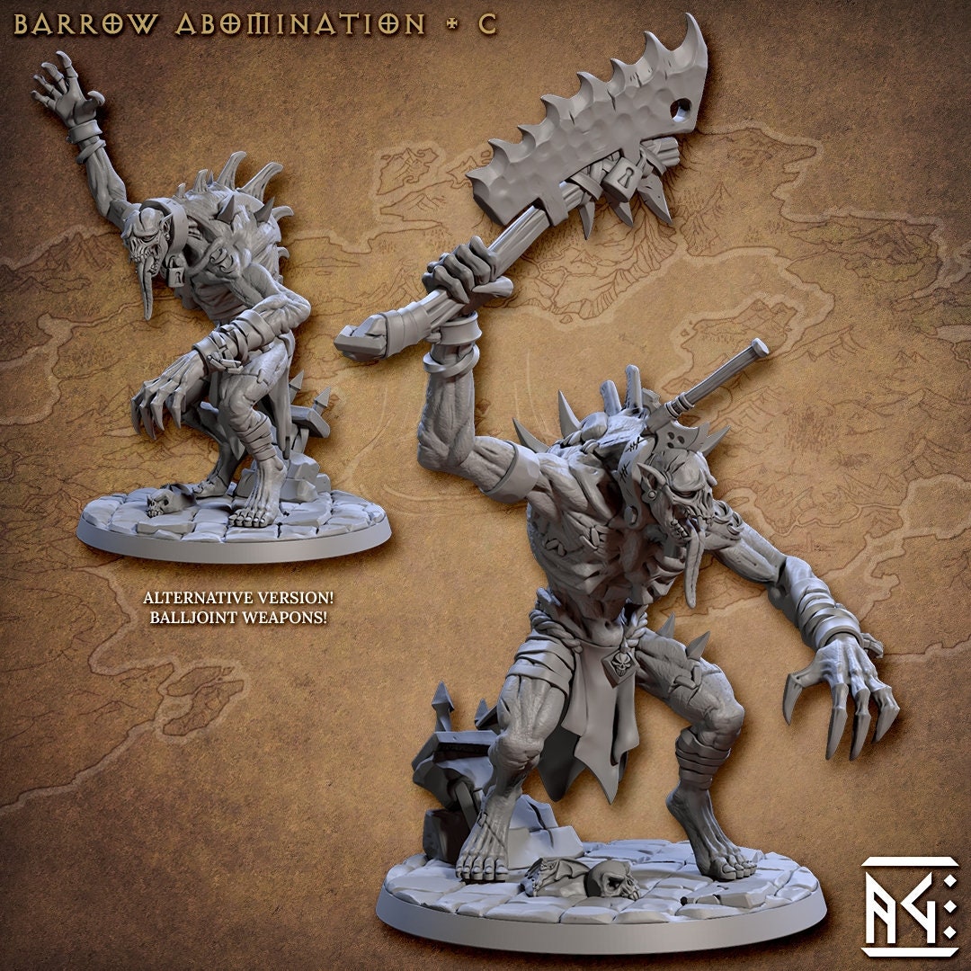 Barrow Abominations  28/32mm mini set - Artisan Guild | Zombie | Undead | Necromancer | Lich | Monster | Fantasy | Pathfinder | Wargaming-5