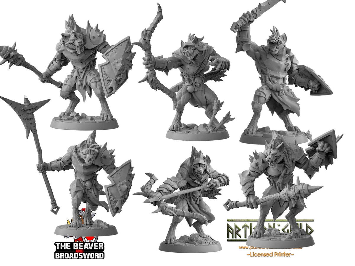 Bonegnasher Gnoll Warriors  28/32mm mini set - Artisan Guild | Monster | Pack | Hyena | Fighter | Desert | Fantasy | Pathfinder | Wargaming-1
