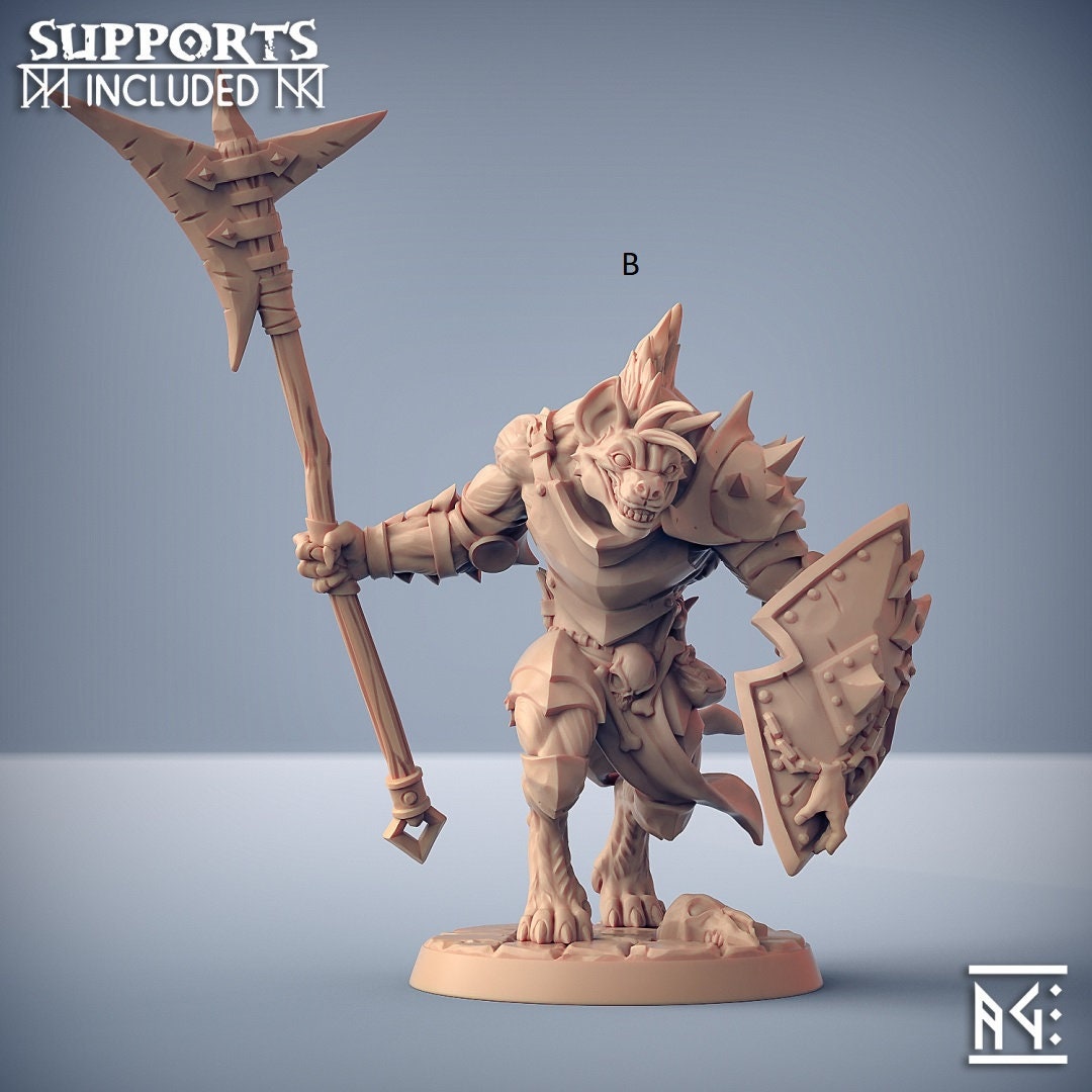 Bonegnasher Gnoll Warriors  28/32mm mini set - Artisan Guild | Monster | Pack | Hyena | Fighter | Desert | Fantasy | Pathfinder | Wargaming-4