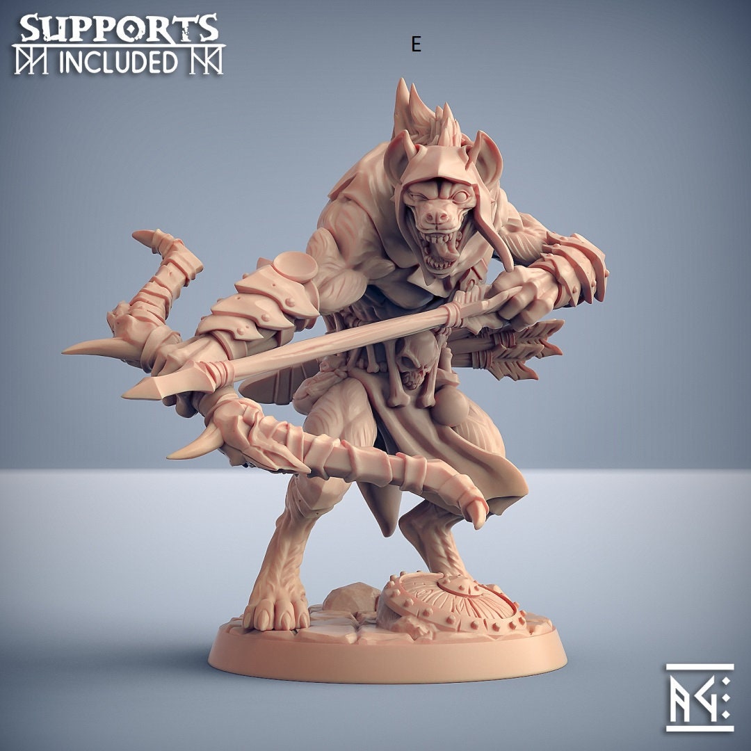 Bonegnasher Gnoll Warriors  28/32mm mini set - Artisan Guild | Monster | Pack | Hyena | Fighter | Desert | Fantasy | Pathfinder | Wargaming-7