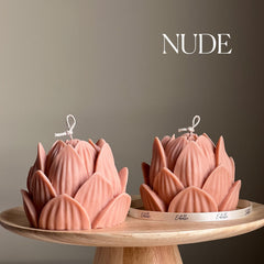Large Lotus Soy Candle: Handmade Home Decor Gift-2