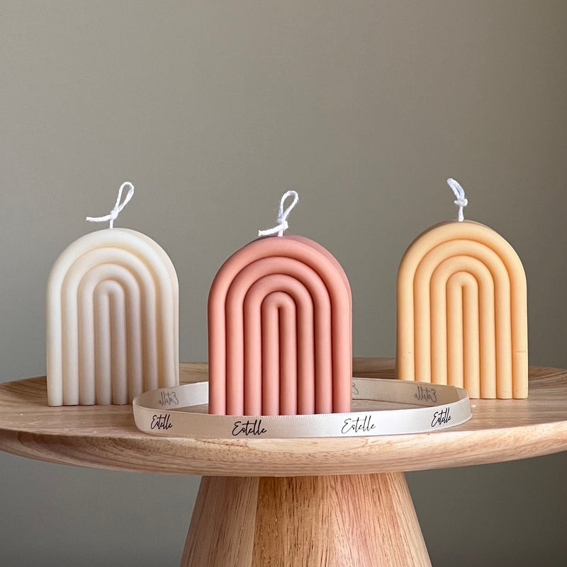 Hand Poured Soy Wax Rainbow Candle: Sculptural Home Decor-1