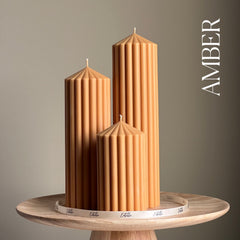 Ribbed Peak Pillar Candle Trio | Vegan Soy Wax, Aesthetic Decor-6