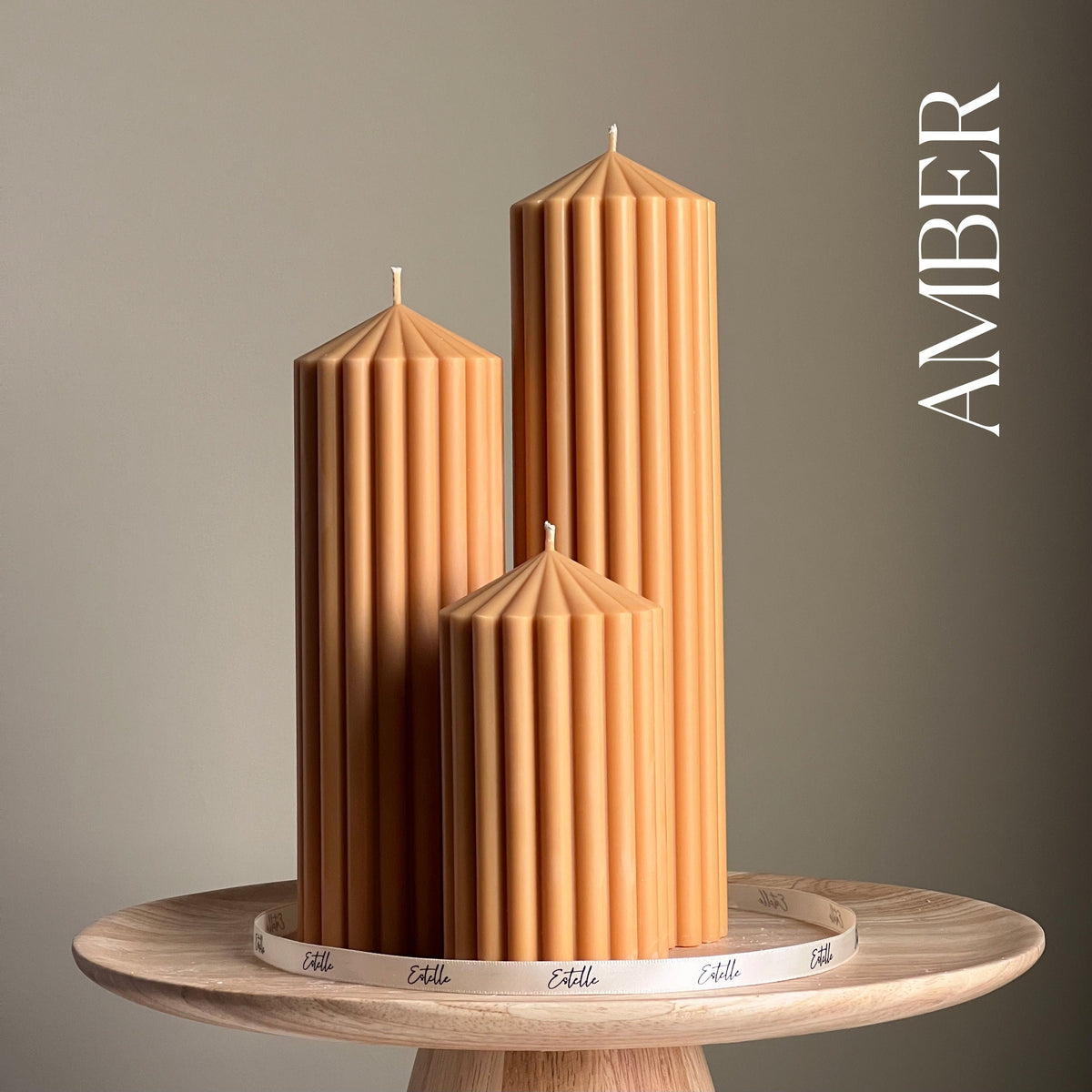 Ribbed Peak Pillar Candle Trio | Vegan Soy Wax, Aesthetic Decor-6