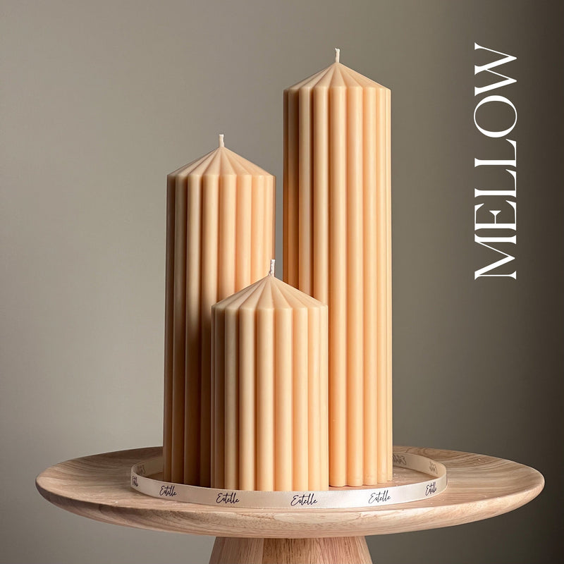 Ribbed Peak Pillar Candle Trio | Vegan Soy Wax, Aesthetic Decor-5