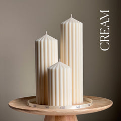 Ribbed Peak Pillar Candle Trio | Vegan Soy Wax, Aesthetic Decor-4