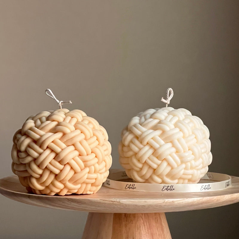 Handmade Yarn Ball Candle: Trendy Rope Vegan Home Decor-1