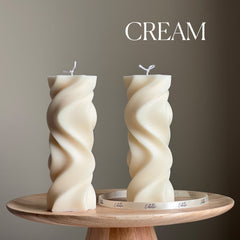 Handmade Wavy Pillar Candle | Aesthetic Home Decor-3