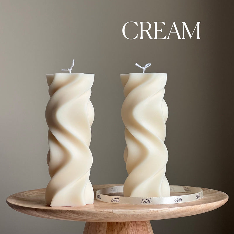 Handmade Wavy Pillar Candle | Aesthetic Home Decor-3