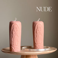 Mother Mary Soy Pillar Candle: Sculptural Catholic Candle-2