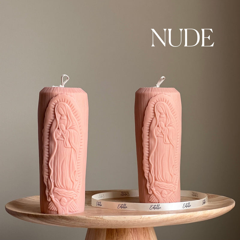 Mother Mary Soy Pillar Candle: Sculptural Catholic Candle-2