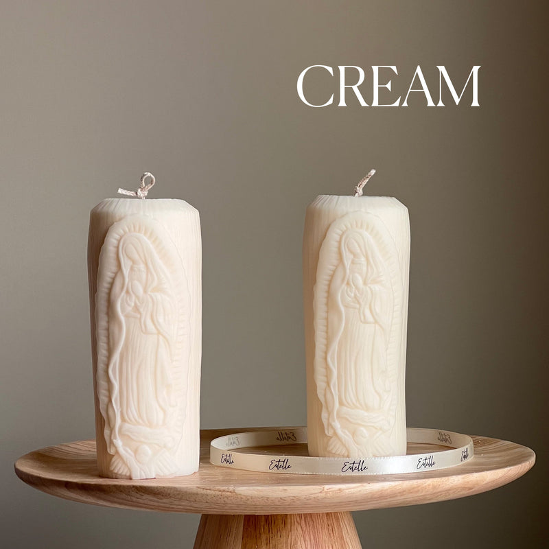Mother Mary Soy Pillar Candle: Sculptural Catholic Candle-3