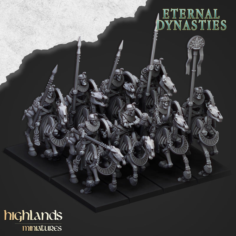 Ancient Skeletal Cavalry with Spears - Highlands Miniatures | Undead | Skeleton | Lich | Horse | Desert | Fantasy | Pathfinder | Wargaming-1