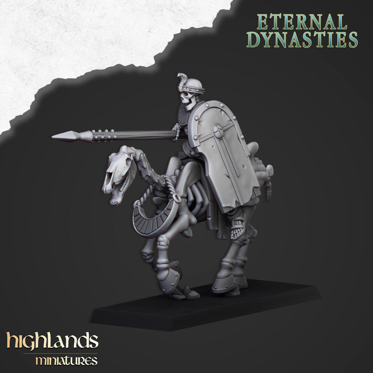 Ancient Skeletal Cavalry with Spears - Highlands Miniatures | Undead | Skeleton | Lich | Horse | Desert | Fantasy | Pathfinder | Wargaming-2