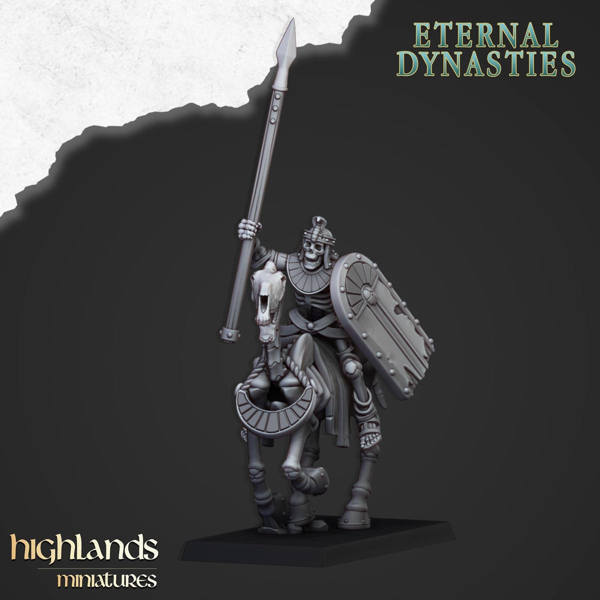 Ancient Skeletal Cavalry with Spears - Highlands Miniatures | Undead | Skeleton | Lich | Horse | Desert | Fantasy | Pathfinder | Wargaming-5
