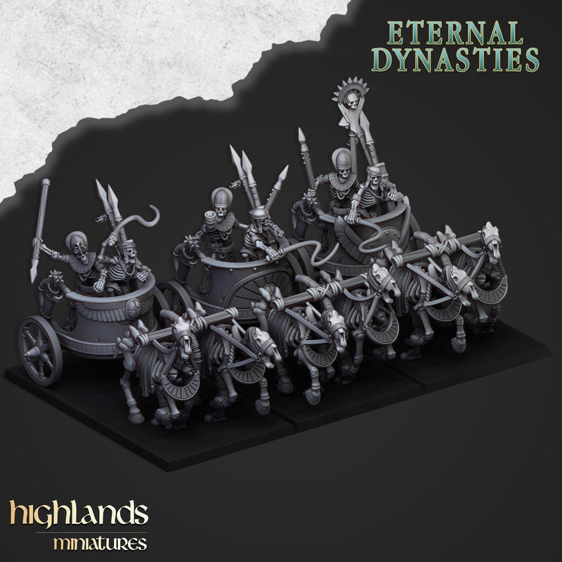 Ancient Skeletal Chariots - Highlands Miniatures | Undead | Skeleton | Lich | Horse | Desert | Fantasy | Pathfinder | Wargaming-1