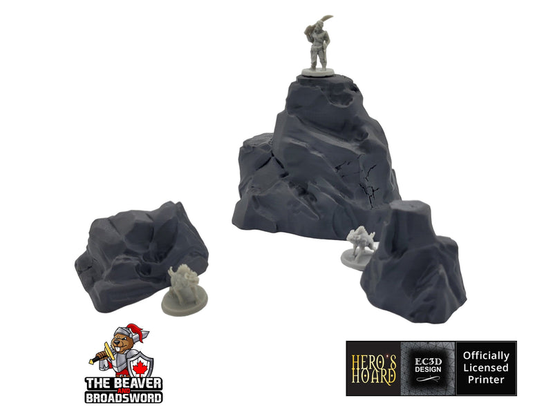 Large Rock Terrain Set 3 -  Scatter Scenery by EC3D, for TTRPGs and Wargaming - Mountain, Rocks, Canyon, DnD mini, Pathfinder, Tabletop-1
