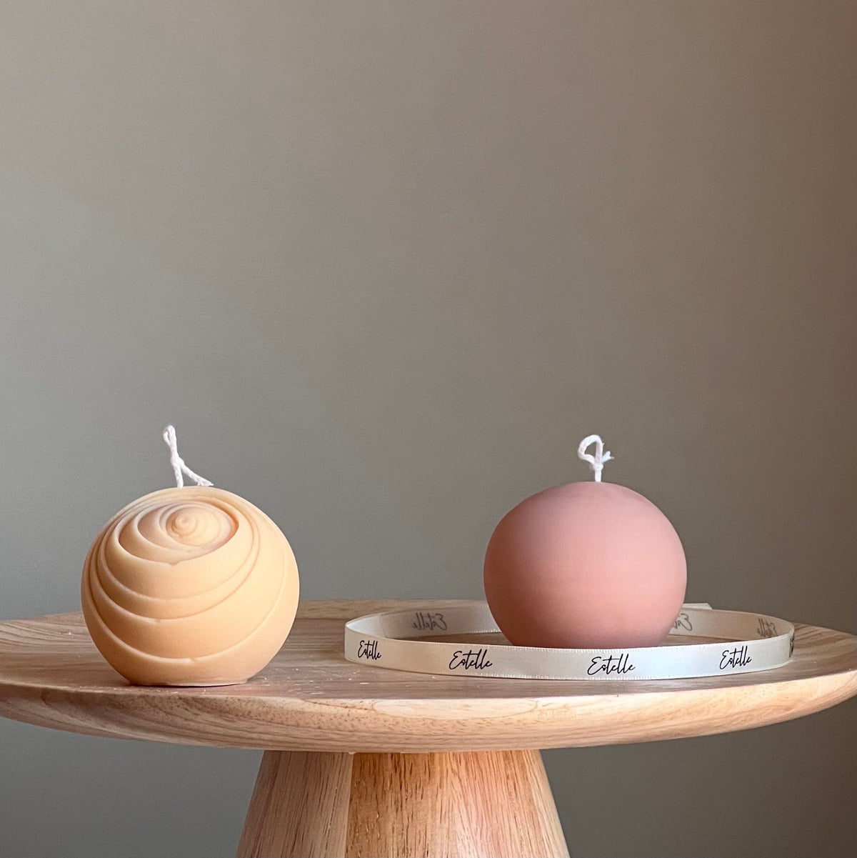 Lined Ball Soy Candle: Sculptural Home Decor-2