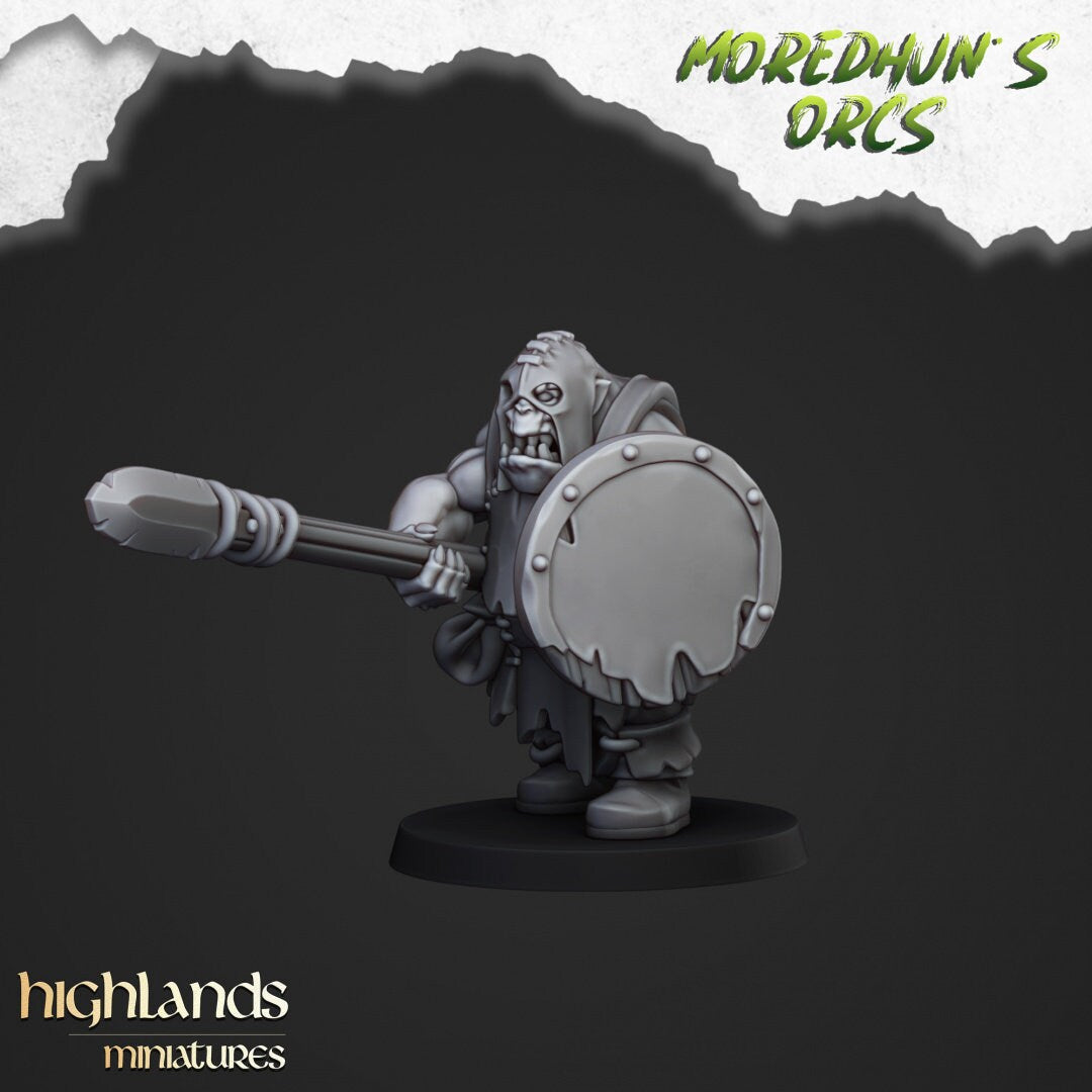 Orc Warriors with Spears - Highlands Miniatures | Goblin | Black Orc | Ork | Orcs | Warrior | Fantasy | Pathfinder | Wargaming | Squad-6