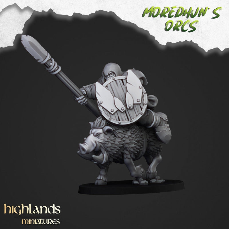 Mounted Orcs with spears - Highlands Miniatures | Boar | Black Orc | Ork | Orcs | Warrior | Fantasy | Pathfinder | Wargaming | Cavalry-6