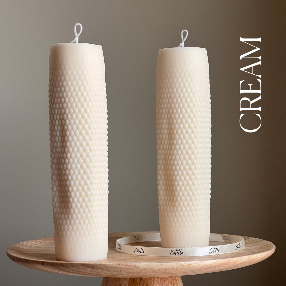 Tall Dotted Soy Pillar Candle | Minimalist Home Decor-3