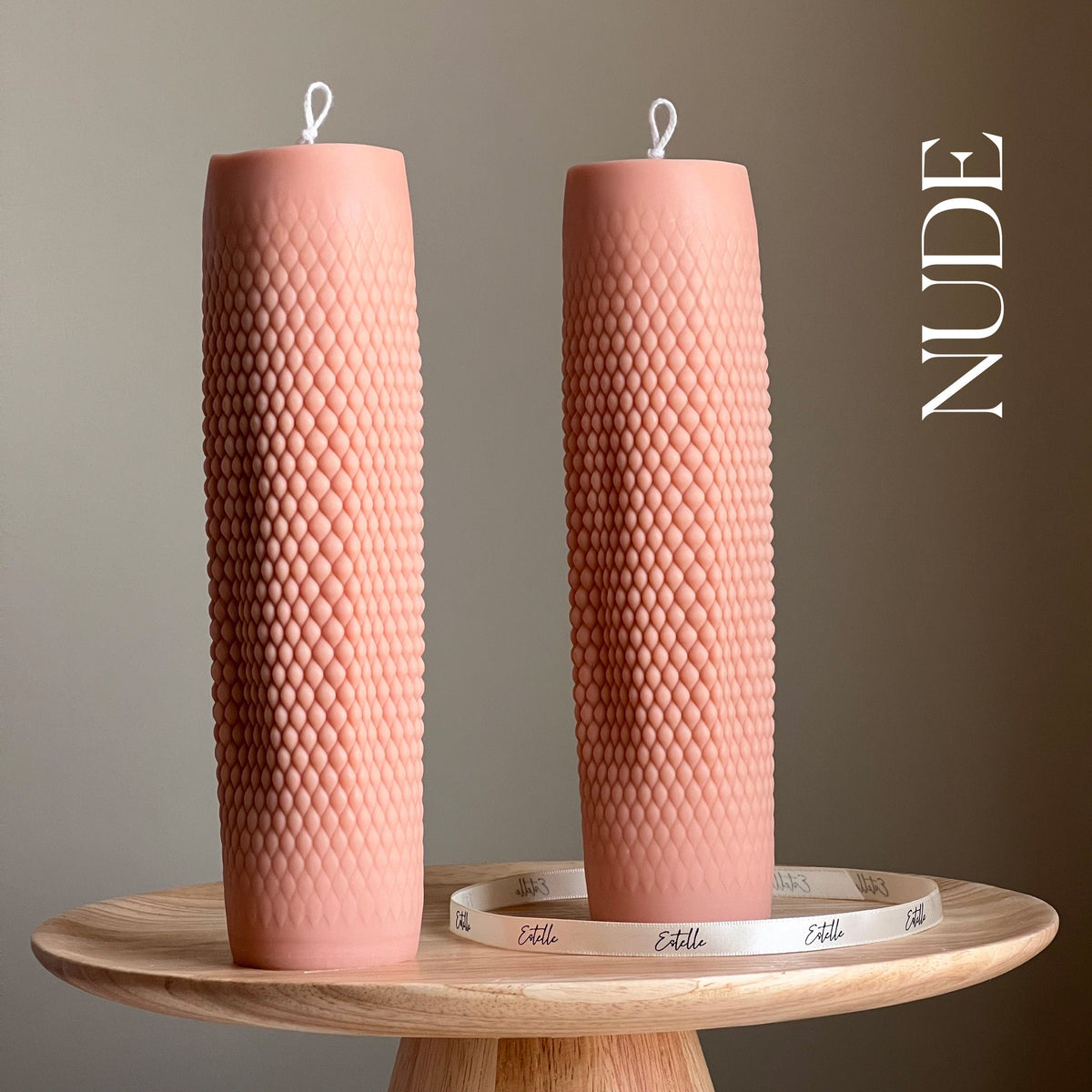 Tall Dotted Soy Pillar Candle | Minimalist Home Decor-2