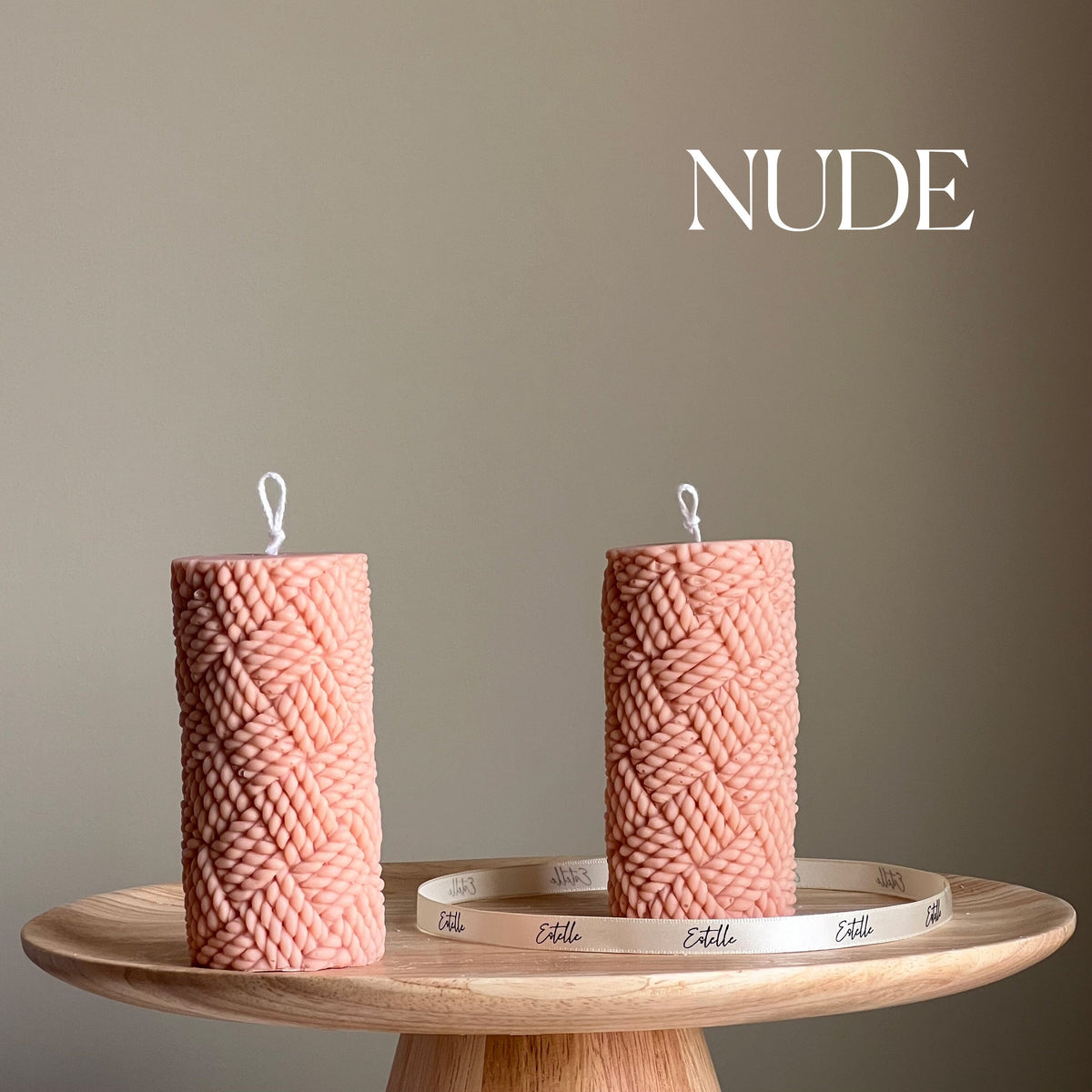Knitted Soy Pillar Candle | Sculptural Home Decor-2