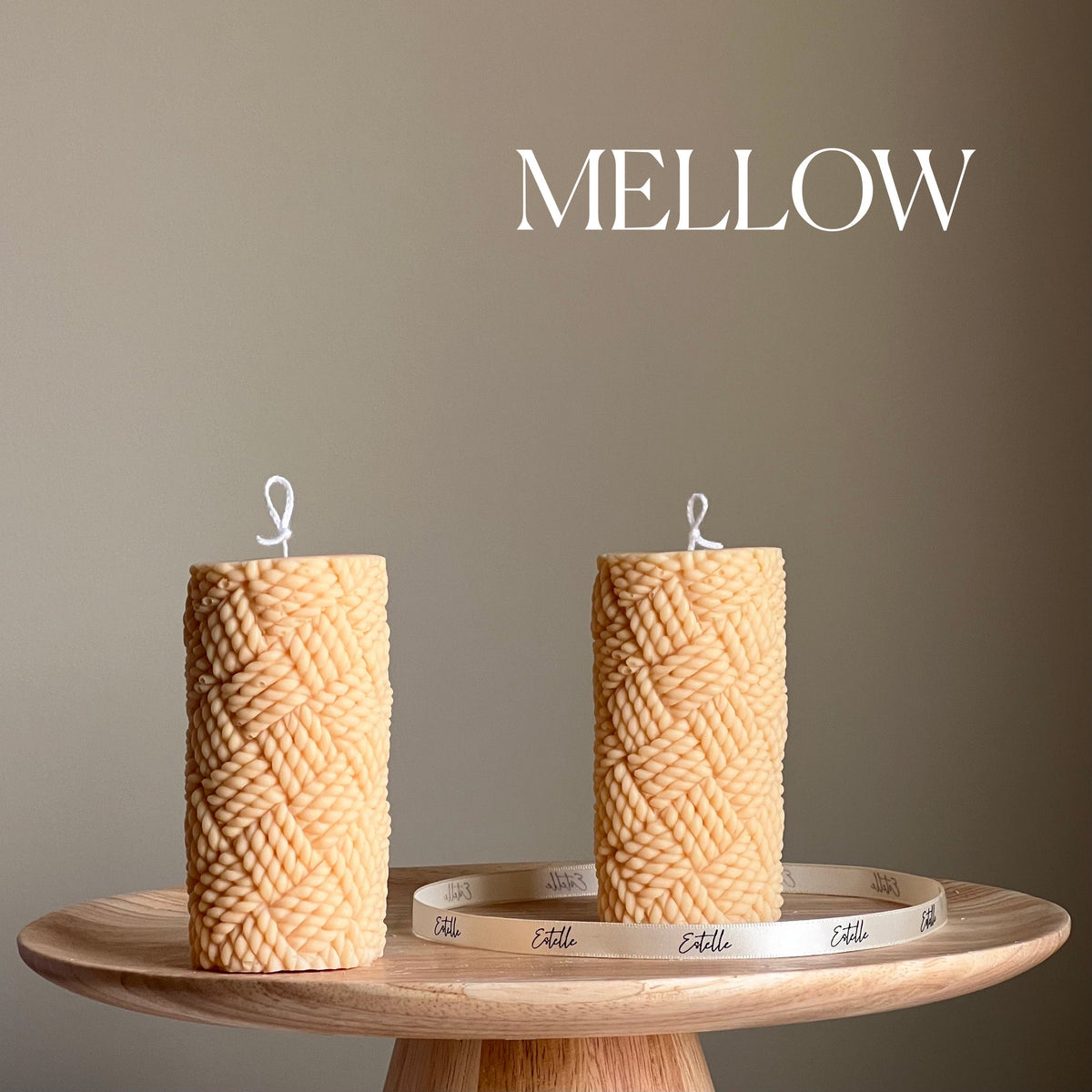Knitted Soy Pillar Candle | Sculptural Home Decor-4