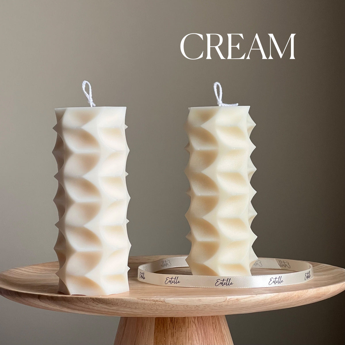 Geometric Soy Pillar Candle: Sculptural Home Decor-3