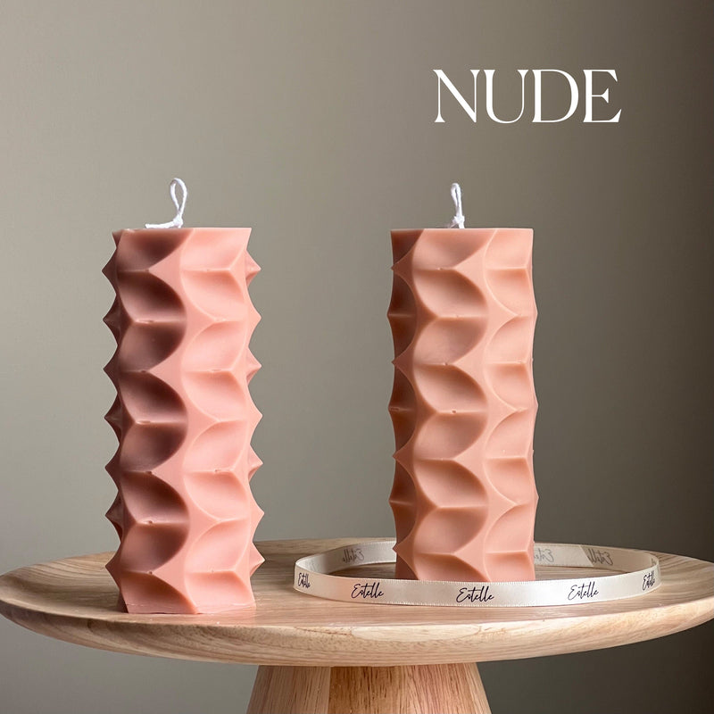Geometric Soy Pillar Candle: Sculptural Home Decor-2