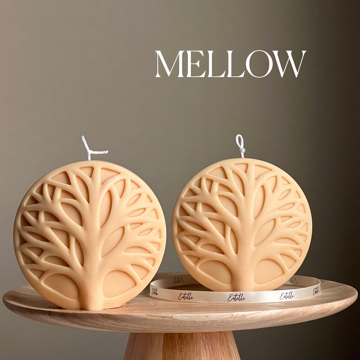 Handmade Round Tree Medallion Candle | Decorative Pillar Candle-4