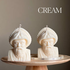 Saint Charbel Bust Candle: Sculptural Soy Wax Pillar-4