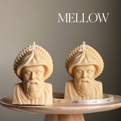 Saint Charbel Bust Candle: Sculptural Soy Wax Pillar-5