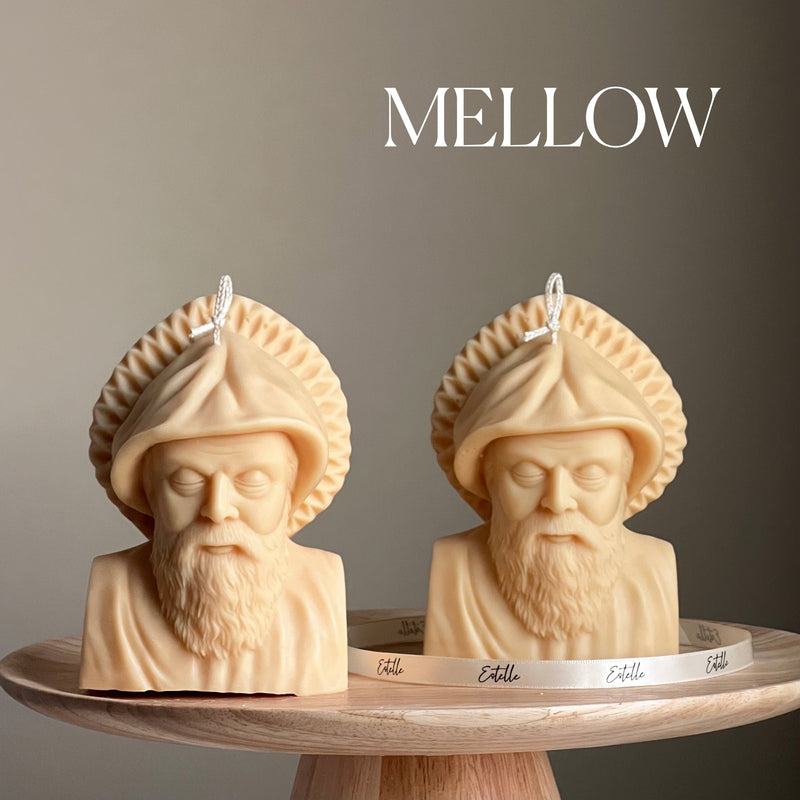 Saint Charbel Bust Candle: Sculptural Soy Wax Pillar-5