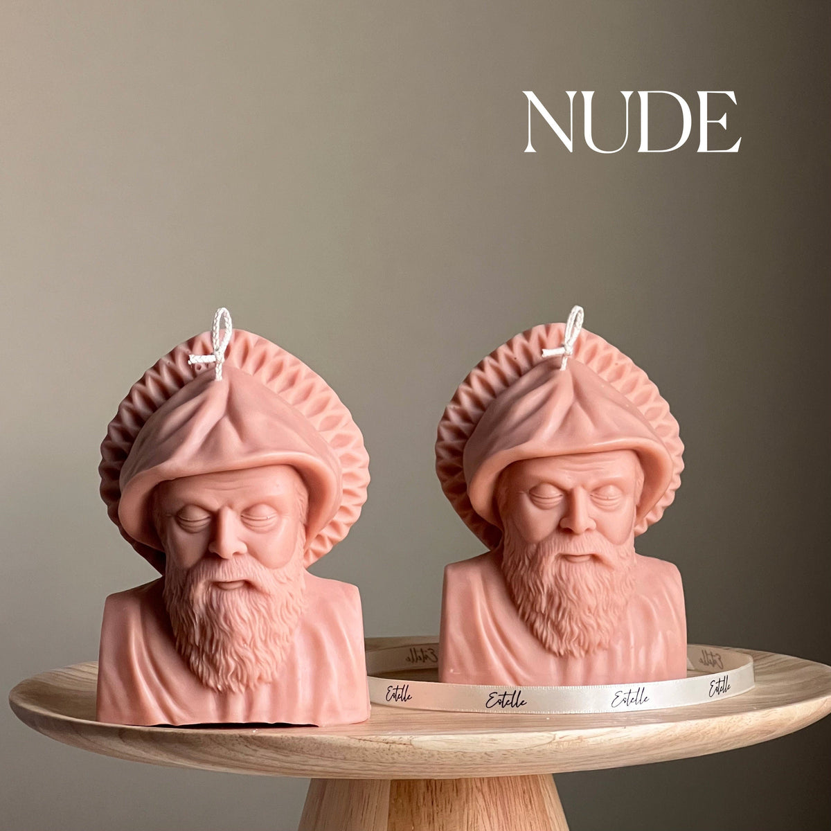 Saint Charbel Bust Candle: Sculptural Soy Wax Pillar-3