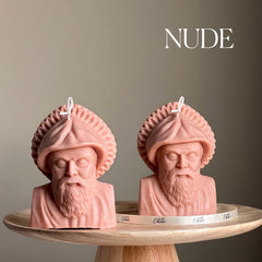 Saint Charbel Bust Candle: Sculptural Soy Wax Pillar-3