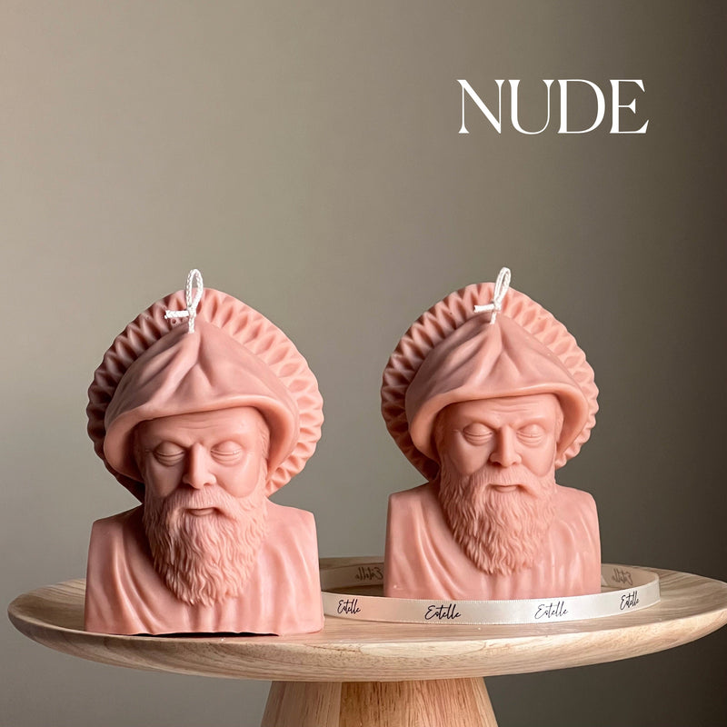 Saint Charbel Bust Candle: Sculptural Soy Wax Pillar-3