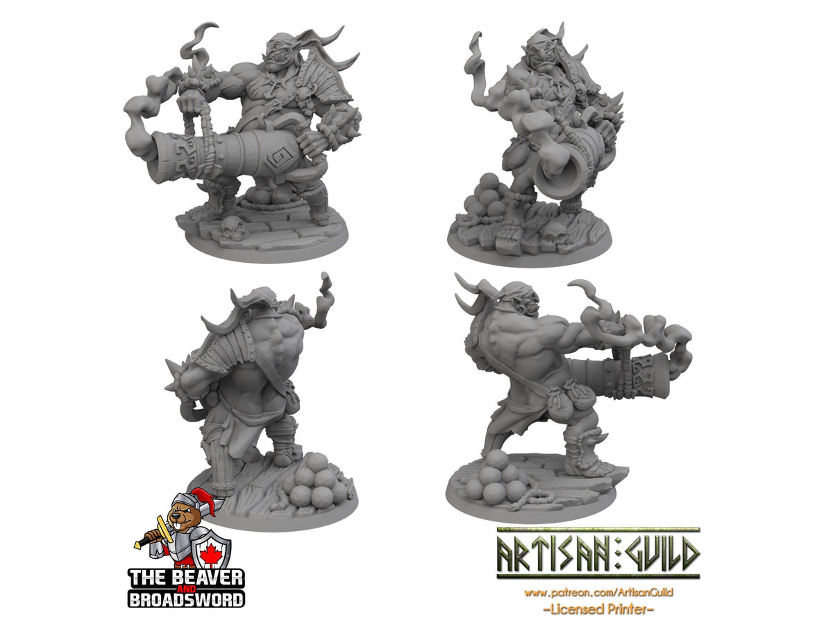 Male Ogre Marauder with Cannon - Artisan Guild | DnD | Fighter | Barbarian | Monster | Pathfinder | TTRPG | Wargaming, Frostgrave, Artillery-2