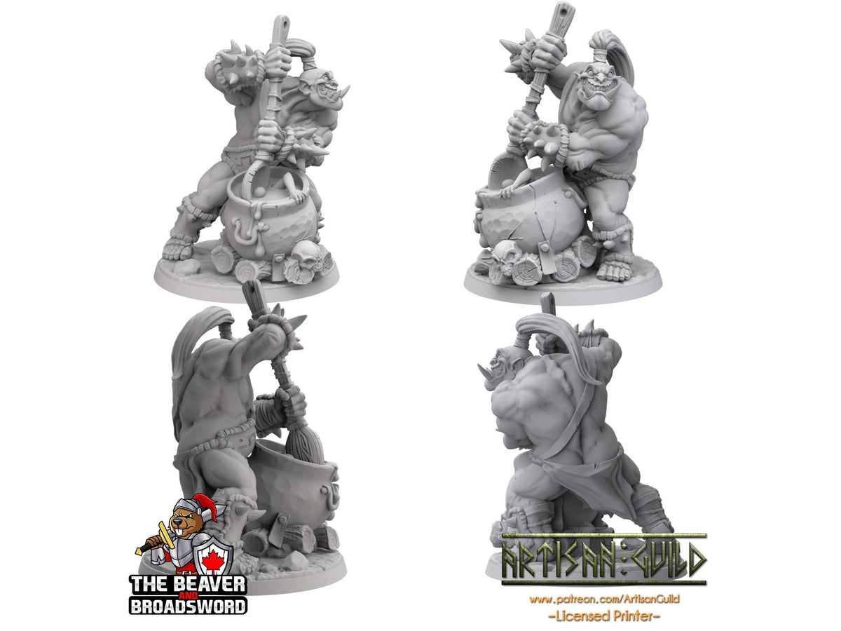 Ogre with Dwarf Stew - Artisan Guild | DnD | Fighter | Barbarian | Monster | Pathfinder | TTRPG | Wargaming, Frostgrave, Cook, Chef, Hero-2