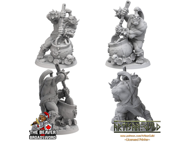 Ogre with Dwarf Stew - Artisan Guild | DnD | Fighter | Barbarian | Monster | Pathfinder | TTRPG | Wargaming, Frostgrave, Cook, Chef, Hero-2