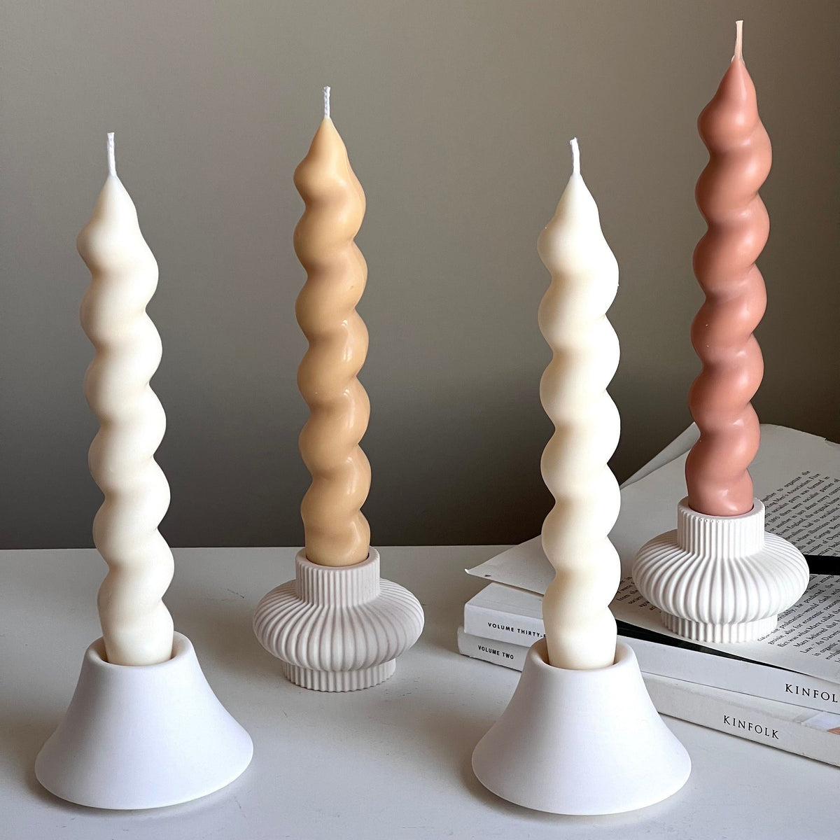 Thick Twisted Soy Wax Taper Candle | Romantic Dinner Candles-2