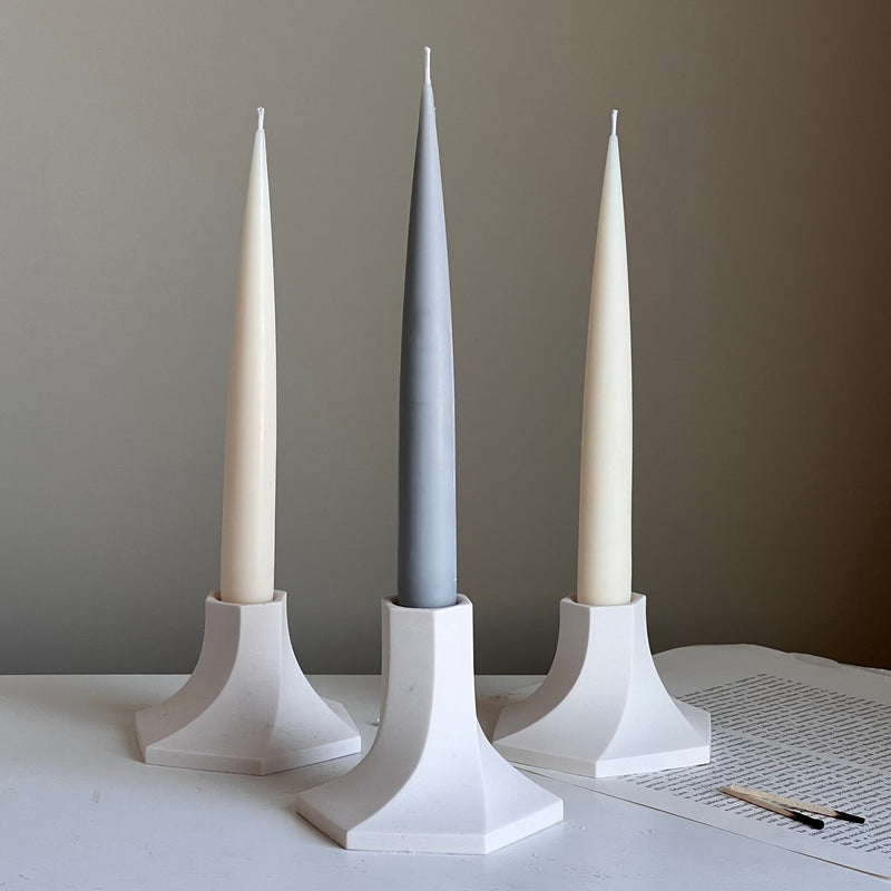 Handmade Soy Wax Taper Candle: Classic Pastel Unscented Dinner Candle-1