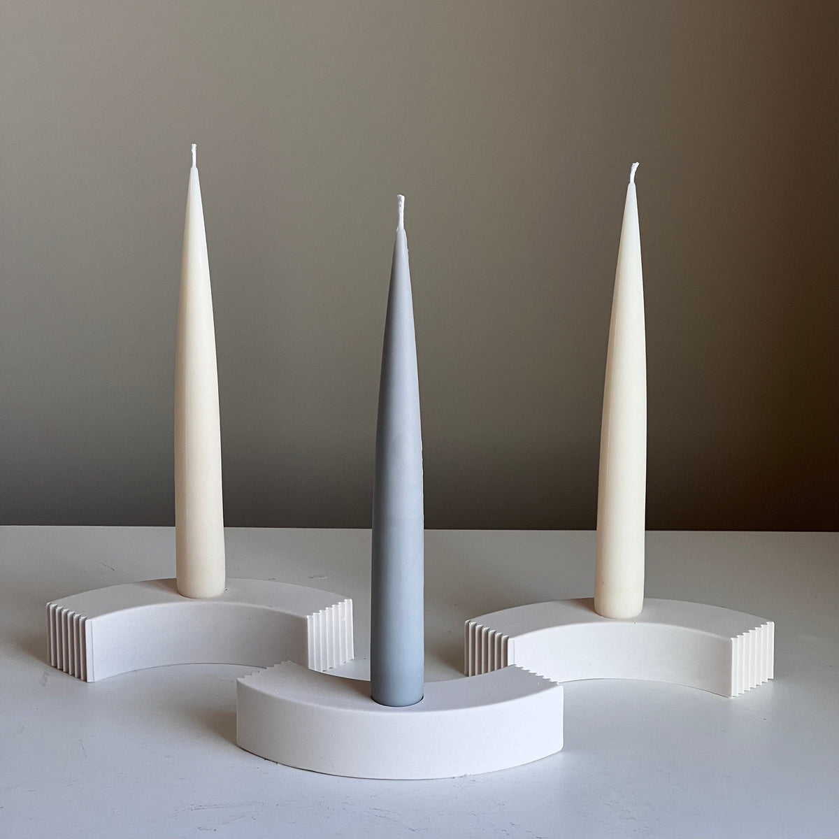 Handmade Soy Wax Taper Candle: Classic Pastel Unscented Dinner Candle-2