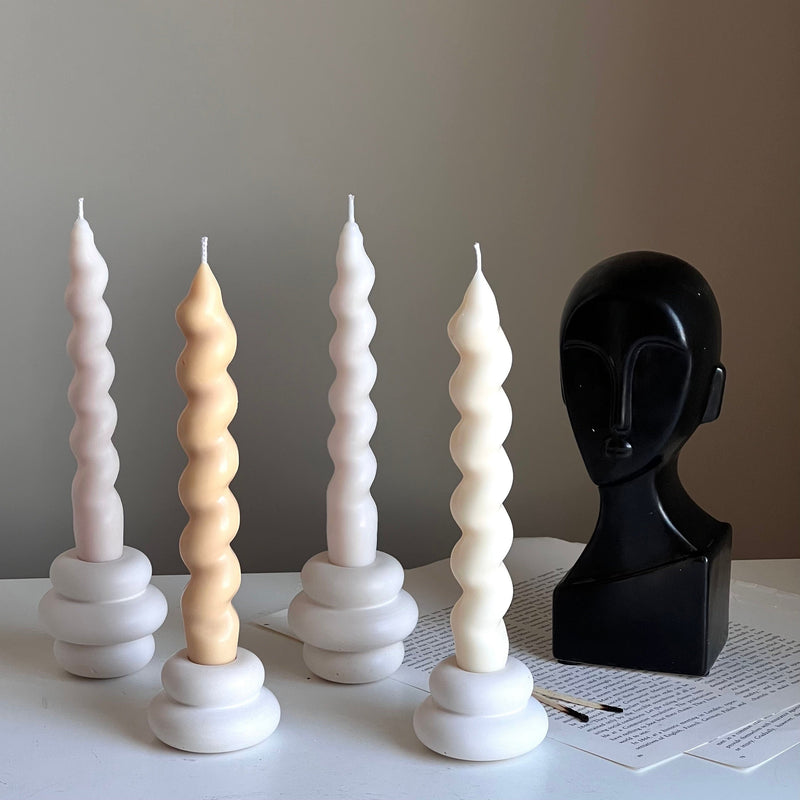 Donut Jesmonite Candlestick Holder: Minimalist Wedding Decor-1