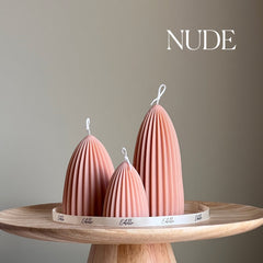 Ribbed Soy Candle Set | Conical Pillar Candles, Decor-2