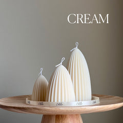 Ribbed Soy Candle Set | Conical Pillar Candles, Decor-3