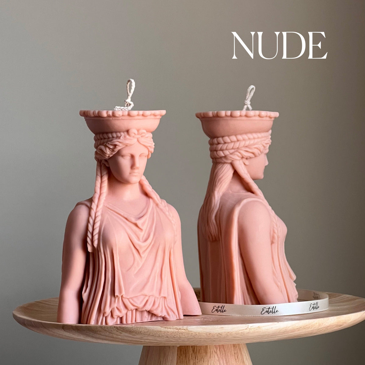 Caryatid Statue Candle: Sculptural Soy Wax Pillar Candle-3