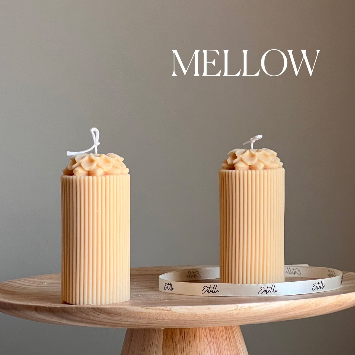 Sculptural Flower Soy Pillar Candle: Minimalist Home Decor-5