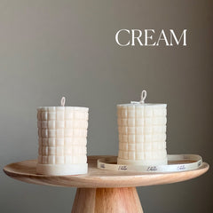 Large Knitted Soy Pillar Candle | Custom Color & Scent-3