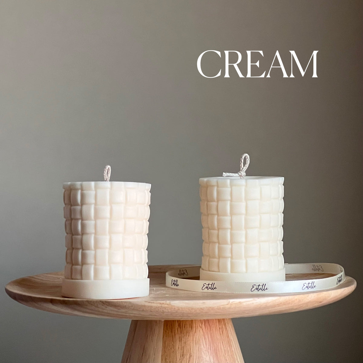 Large Knitted Soy Pillar Candle | Custom Color & Scent-3